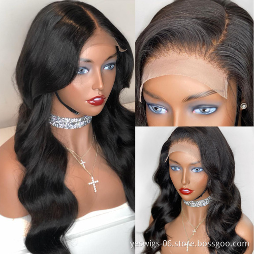 Wholesale Popular Good Quality Malaysian Body Wave Human Hair Wigs Lace Closure Wig 4x4 Cuticle Aligned Remy Hair Natural Color